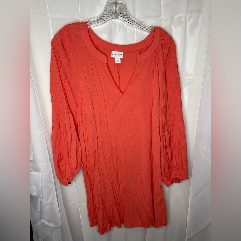 Ava and Viv. 2X tunic. Orange. V-Neck.